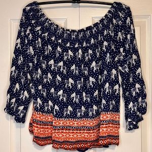 BCNU Boho Elephant print top Size M
